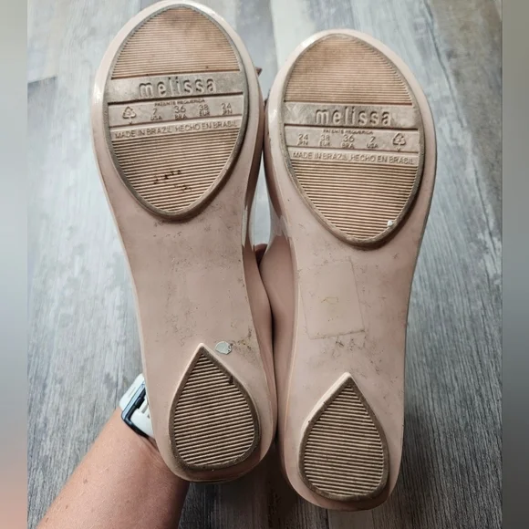 Melissa Flats Balerina Ultragirl Light Pink with Copper Flowers Womens 7 - Picture 5 of 8
